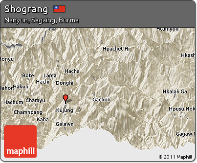 Shaded Relief Panoramic Map of Shograng