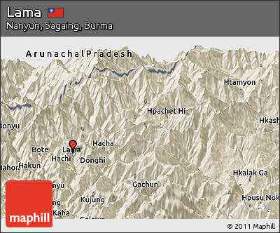 Shaded Relief Panoramic Map of Lama