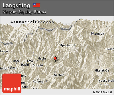 Shaded Relief Panoramic Map of Langshing