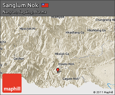 Shaded Relief Panoramic Map of Sanglum Nok