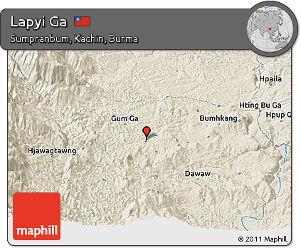 Shaded Relief Panoramic Map of Lapyi Ga