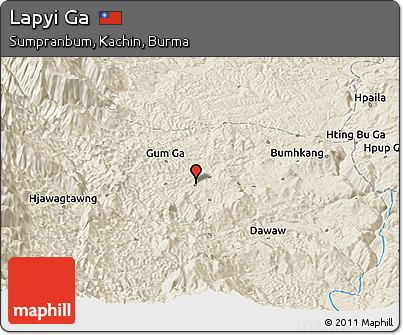 Shaded Relief Panoramic Map of Lapyi Ga