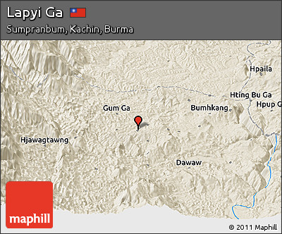 Shaded Relief Panoramic Map of Lapyi Ga