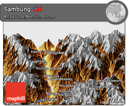 Physical Panoramic Map of Sambung