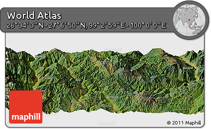 Satellite Panoramic Map of the Area around 26° 50' 27" N, 99° 31' 30" E