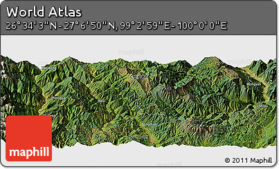 Satellite Panoramic Map of the Area around 26° 50' 27" N, 99° 31' 30" E
