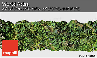 Satellite Panoramic Map of the Area around 26° 50' 27" N, 99° 31' 30" E