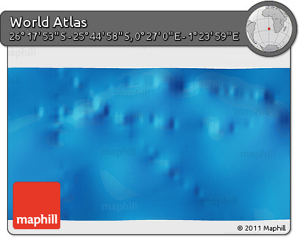 Physical 3D Map of the Area around 26° 1' 26" S, 0° 55' 29" E