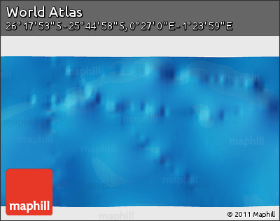 Physical 3D Map of the Area around 26° 1' 26" S, 0° 55' 29" E