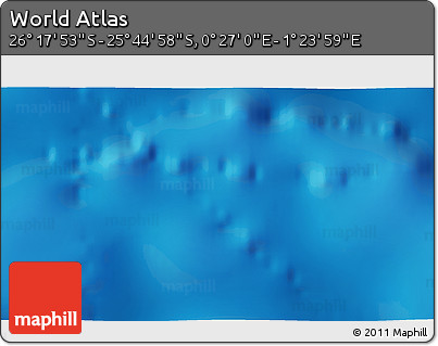 Physical 3D Map of the Area around 26° 1' 26" S, 0° 55' 29" E