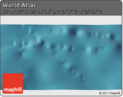 Satellite 3D Map of the Area around 26° 1' 26" S, 0° 55' 29" E