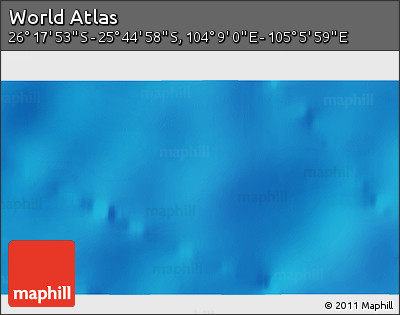Physical 3D Map of the Area around 26° 1' 26" S, 104° 37' 30" E