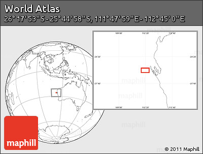 Blank Location Map of the Area around 26° 1' 26" S, 112° 16' 30" E