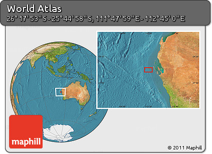Satellite Location Map of the Area around 26° 1' 26" S, 112° 16' 30" E