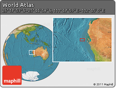 Satellite Location Map of the Area around 26° 1' 26" S, 112° 16' 30" E
