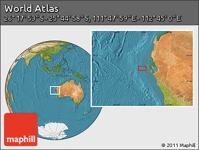 Satellite Location Map of the Area around 26° 1' 26" S, 112° 16' 30" E