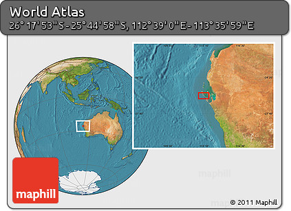 Satellite Location Map of the Area around 26° 1' 26" S, 113° 7' 30" E