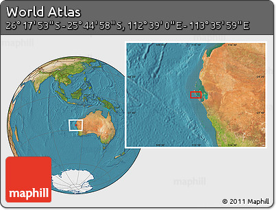 Satellite Location Map of the Area around 26° 1' 26" S, 113° 7' 30" E