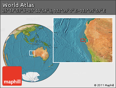 Satellite Location Map of the Area around 26° 1' 26" S, 113° 7' 30" E