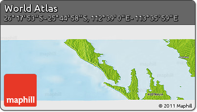 Physical Panoramic Map of the Area around 26° 1' 26" S, 113° 7' 30" E