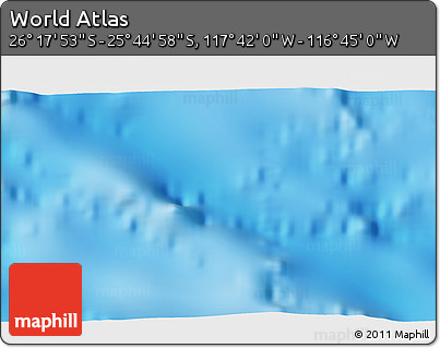 Physical 3D Map of the Area around 26° 1' 26" S, 117° 13' 29" W