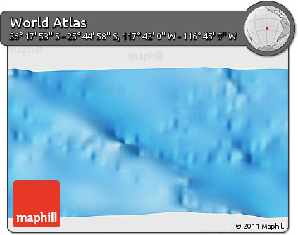 Shaded Relief 3D Map of the Area around 26° 1' 26" S, 117° 13' 29" W