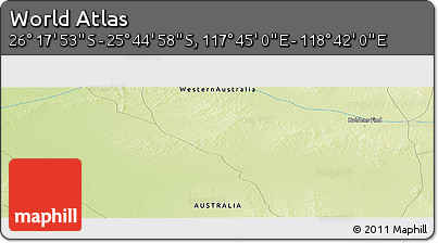 Physical Panoramic Map of the Area around 26° 1' 26" S, 118° 13' 29" E
