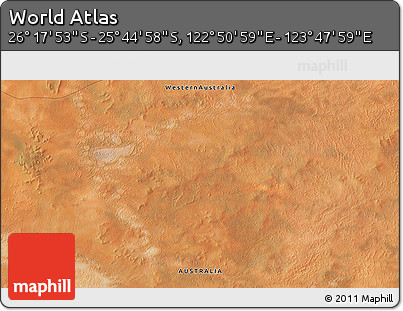 Satellite 3D Map of the Area around 26° 1' 26" S, 123° 19' 29" E