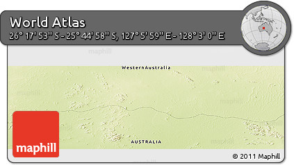 Physical Panoramic Map of the Area around 26° 1' 26" S, 127° 34' 30" E