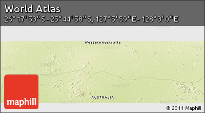 Physical Panoramic Map of the Area around 26° 1' 26" S, 127° 34' 30" E