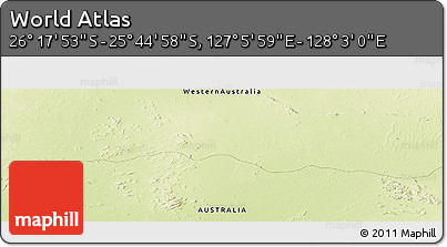 Physical Panoramic Map of the Area around 26° 1' 26" S, 127° 34' 30" E