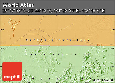 Political Map of the Area around 26° 1' 26" S, 131° 49' 29" E