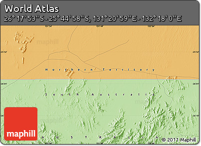 Political Map of the Area around 26° 1' 26" S, 131° 49' 29" E