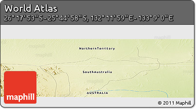 Physical Panoramic Map of the Area around 26° 1' 26" S, 132° 40' 30" E