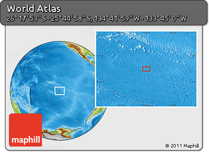 Physical Location Map of the Area around 26° 1' 26" S, 134° 13' 29" W