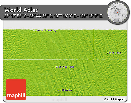 Physical 3D Map of the Area around 26° 1' 26" S, 137° 46' 30" E