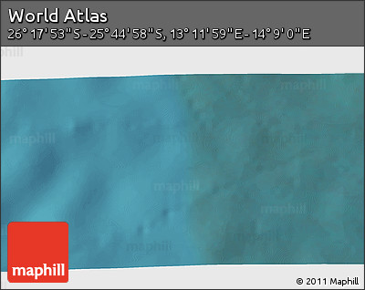 Satellite 3D Map of the Area around 26° 1' 26" S, 13° 40' 30" E
