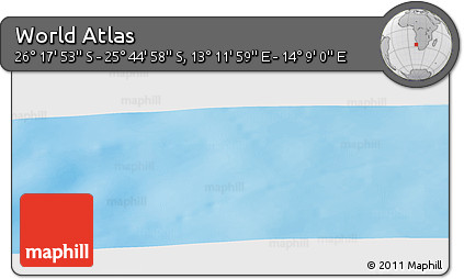 Physical Panoramic Map of the Area around 26° 1' 26" S, 13° 40' 30" E