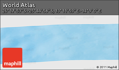 Physical Panoramic Map of the Area around 26° 1' 26" S, 13° 40' 30" E