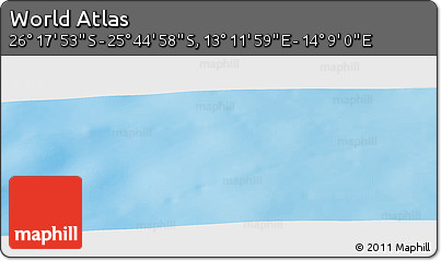 Physical Panoramic Map of the Area around 26° 1' 26" S, 13° 40' 30" E