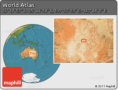Satellite Location Map of the Area around 26° 1' 26" S, 140° 19' 29" E