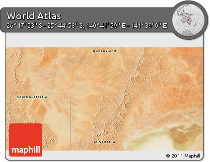 Satellite 3D Map of the Area around 26° 1' 26" S, 141° 10' 30" E