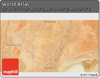 Satellite 3D Map of the Area around 26° 1' 26" S, 141° 10' 30" E