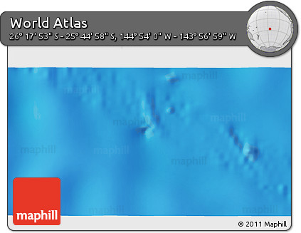 Physical 3D Map of the Area around 26° 1' 26" S, 144° 25' 30" W