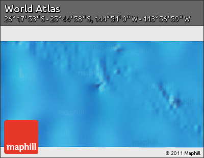 Physical 3D Map of the Area around 26° 1' 26" S, 144° 25' 30" W