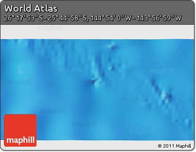 Physical 3D Map of the Area around 26° 1' 26" S, 144° 25' 30" W