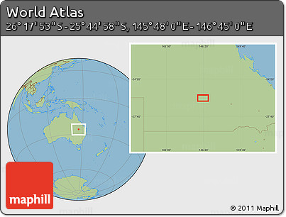 Savanna Style Location Map of the Area around 26° 1' 26" S, 146° 16' 30" E
