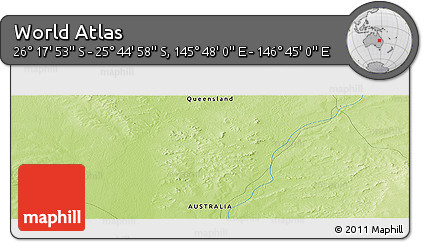 Physical Panoramic Map of the Area around 26° 1' 26" S, 146° 16' 30" E