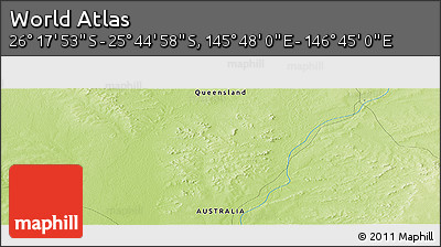 Physical Panoramic Map of the Area around 26° 1' 26" S, 146° 16' 30" E