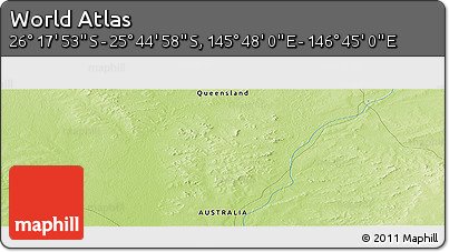 Physical Panoramic Map of the Area around 26° 1' 26" S, 146° 16' 30" E